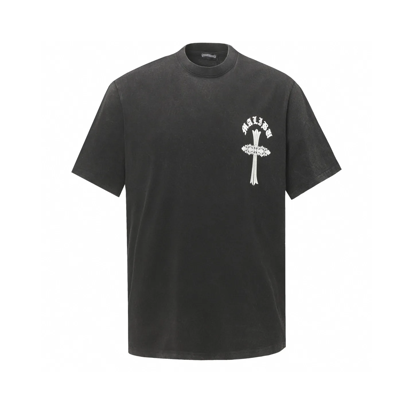 🅿️180 Chrome hearte/Chrome heart ch 25ss early spring new Sanskrit logo washed T-shirt short sleeves. A must-have item for daily commuting for men and women in light luxury. The correct version is welcome to compare. Detailed features ·280g 100% cotton double yarn jersey fabric ·Special thickened 32 pieces of double-strand 1x1 thread in the same vat ·Double-needle cross-stitch technology ·Original main mark washed hangtag COLOUR: Washed black SIZE：xs-l